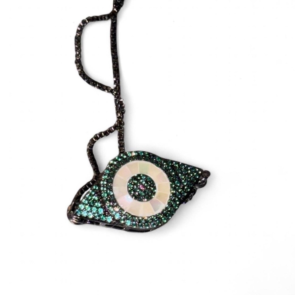 Emerald Color with Mother of Pearl Evil Eye Adjustable Bracelet